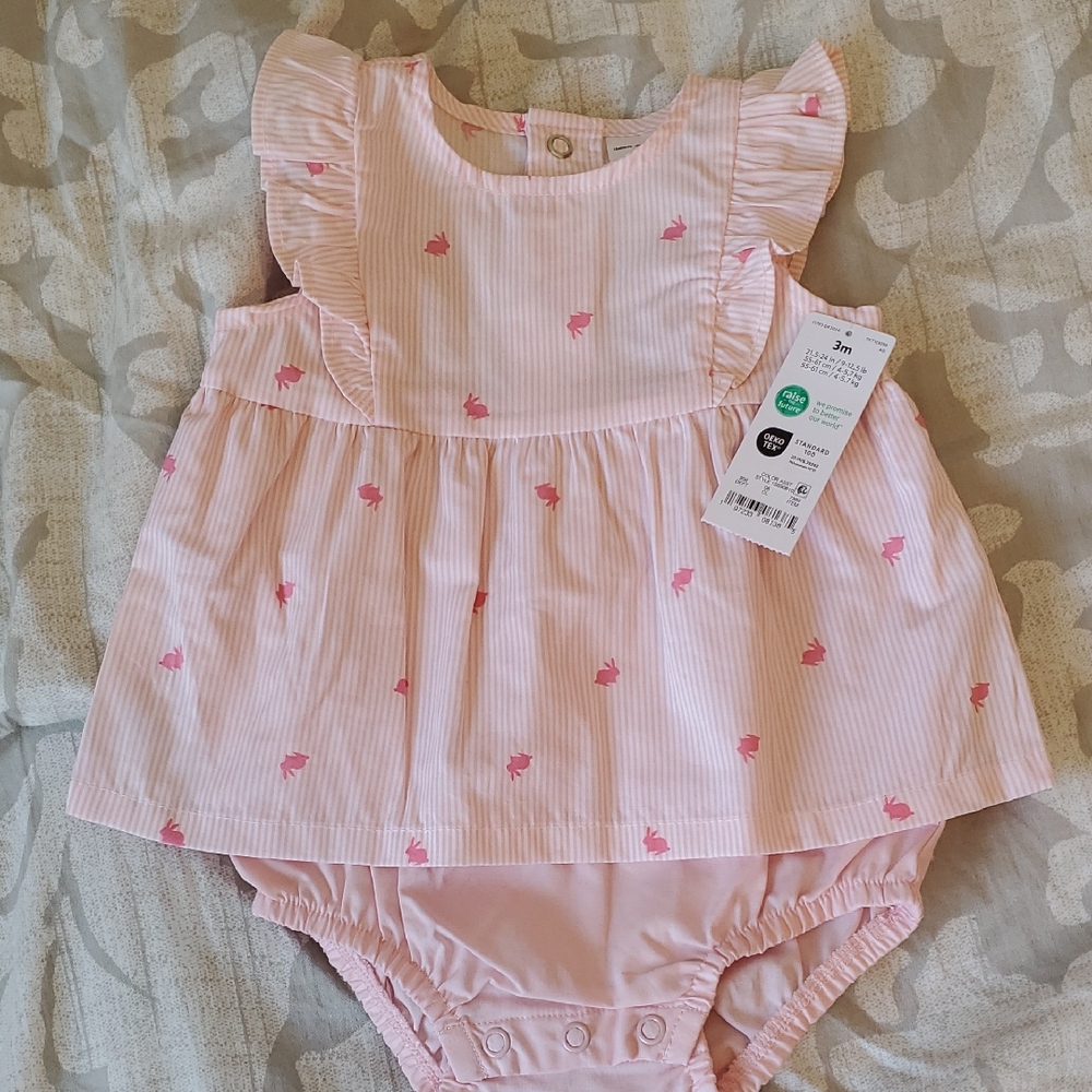 Pink Bunny Ruffled Baby Romper